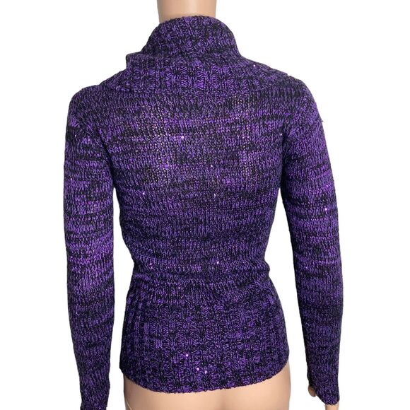 Vintage 90s Y2K Lei Sweater Womens Small Purple Shimmer Glitter - Picture 7 of 8